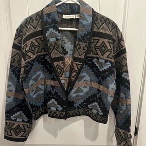 Flashback vintage Geometric Patterned Cropped Cardigan M